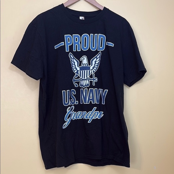 Anvil Other - Anvil | Black Blue White “Proud US Navy Grandpa” Ring Spun Cotton SS T-Shirt XL